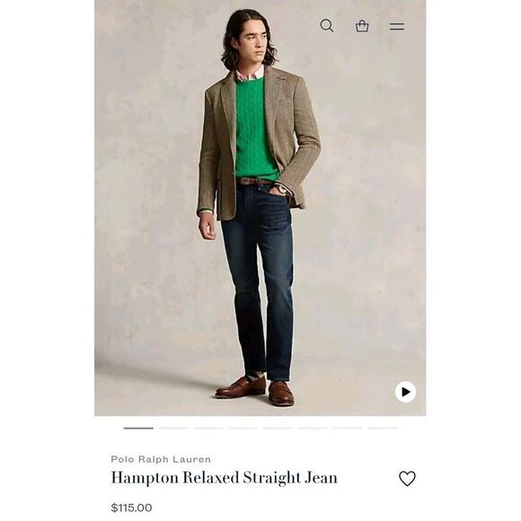 Polo Ralph Lauren Jeans Mens 38 Blue Hampton Relaxed Fit Classiccore Slowfashion - Picture 1 of 16